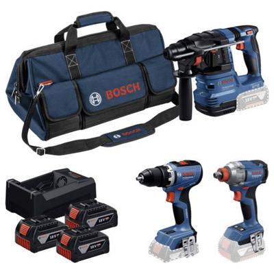Bosch Professional GSR + GDX + GBH + 3x5.0Ah + GAL 12V/18V-80 0615A50093 Gereedschapsset