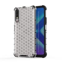Voor Huawei Honor 9X honingraat schokbestendig PC + TPU beschermhoes (grijs)