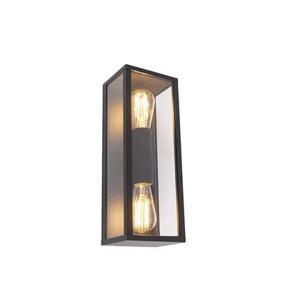 QAZQA Industriële wandlamp zwart 38 cm 2-lichts IP44 - Charlois