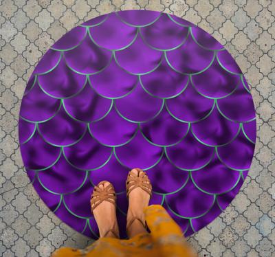 Vinyl vloerkleed rond 3d zeemeerminnen schubben