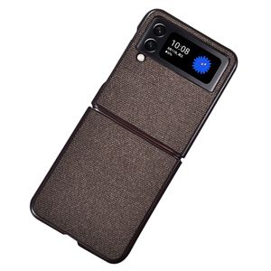 Lunso - Samsung Galaxy Z Flip4 - Canvas cover hoes - Bruin