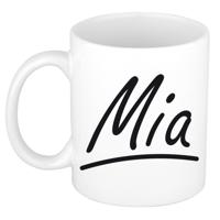 Mia Naam koffiemok - beker - met sierlijke letters - wit - 300 ml - Cadeau - Dames