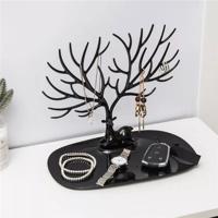 Kunststof gewei vormige creatieve ring Lipstick rack ketting sieraden cosmetische opslag display Organizer (zwart)
