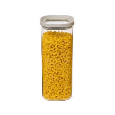 5Five Voorraadpot - keuken/voedsel - glas - 1600 ml - luchtdichte deksel - transparant/beige