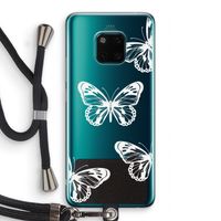 White butterfly: Huawei Mate 20 Pro Transparant Hoesje met koord