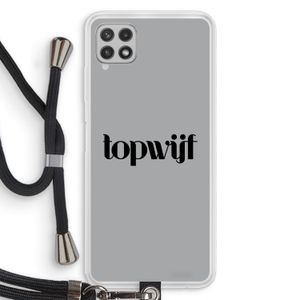 Topwijf Grijs Zwart: Samsung Galaxy A22 4G Transparant Hoesje met koord