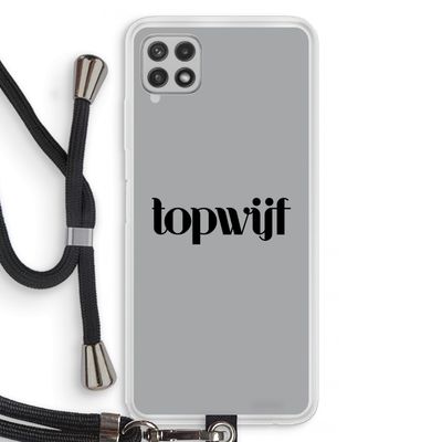 Topwijf Grijs Zwart: Samsung Galaxy A22 4G Transparant Hoesje met koord