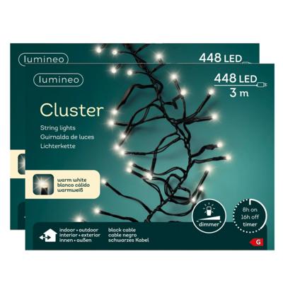 Lumineo Clusterverlichting - 2x - warm wit - 448 leds - 420 cm