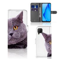 Huawei P40 Lite | Telefoonhoesje | Met pasjeshouder | Kat