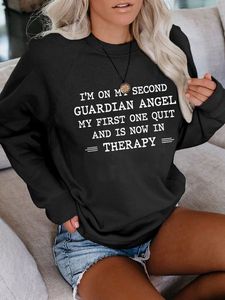 I'm On My Second Guardian Angel Graphic Long Sleeve Sweatshirt