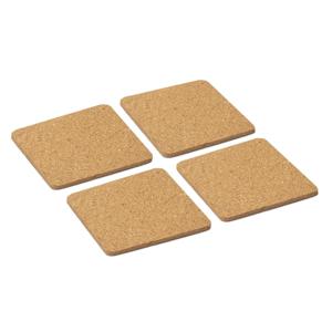 Onderzetters voor glazen - 4x - vierkant - kurk - 10 x 10 cm