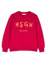 MSGM Kids sweat en coton à logo imprimé - Rose - thumbnail