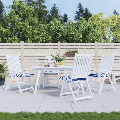 VidaXL Stoelkussens 4 st 50x50x7 cm stof gestreept wit en blauw
