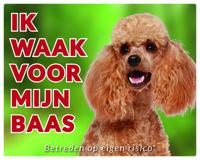 Poedel Waakbord - Ik waak voor mijn baas Abrikoos Poedel Waakbord - Ik waak voor mijn baas Abrikoos