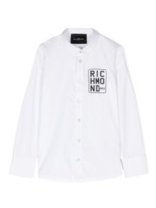 John Richmond Junior chemise en coton à logo imprimé - Blanc