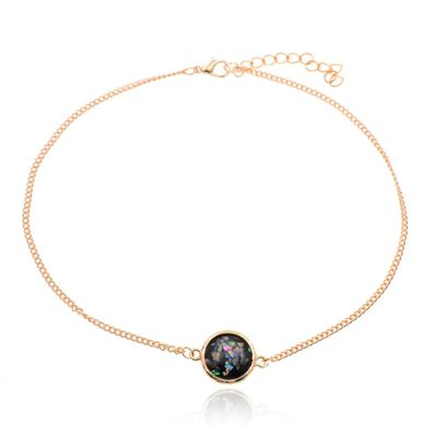 Korte verstelbare goudkleurige Bohemian ketting met zwarte steen