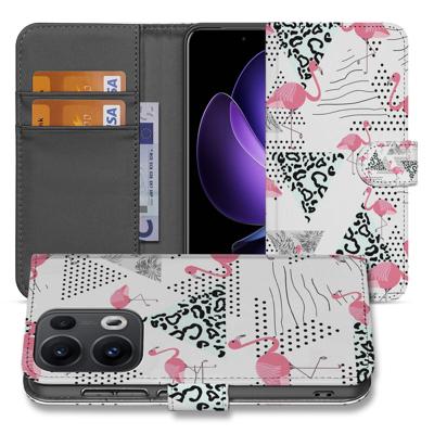 OPPO Reno 13 Pro | Telefoonhoesje | Met pasjeshouder | Flamingo Triangle