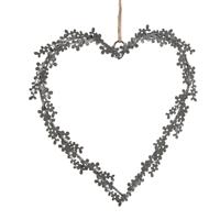 Clayre & Eef Decoratie Hanger Hart 20 cm Grijs IJzer Grijs