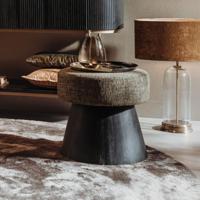 Tower Living Hocker 'Ossana' Mangohout en stof, 50cm Tower Living Hocker 'Ossana' Mangohout en stof, 50cm