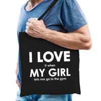 Cadeau tas sporter/ bodybuilder I love it when my girl lets me go to the gym zwart voor heren   - - thumbnail