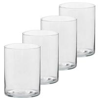 Trend Candles Theelichthouder - 4x - transparant glas - hoog model - 5,5 x 6,5 cm - Kaarsenhouders