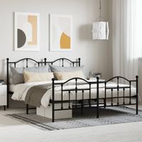 Bedframe met hoofd- en voeteneinde metaal zwart 160x200 cm - thumbnail