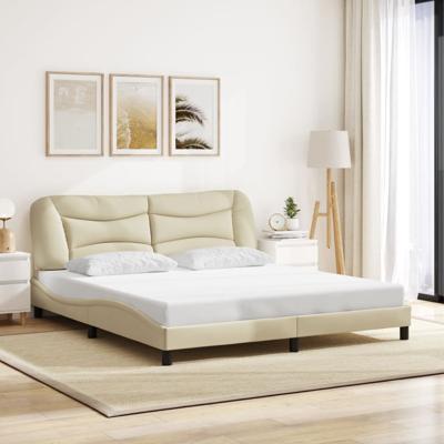 Bedframe zonder matras stof crèmekleurig 180x200 cm