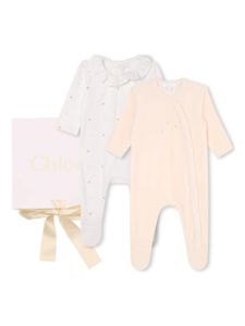 Chloé Kids lot de deux grenouillères à broderies - Blanc