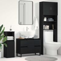 Badkamerkast met lade Zwart eiken 80 x 33 x 60 cm Bewerkt hout