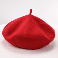 Vrouwen wol Vintage effen kleur Berets Cap (rood)