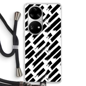 Zwarte vegen: Huawei P50 Pro Transparant Hoesje met koord
