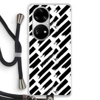 Zwarte vegen: Huawei P50 Pro Transparant Hoesje met koord