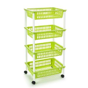 Opberger/organiser trolley/roltafel met 4 manden 85 cm groen - Opberg trolley