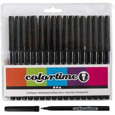 Colortime Zwarte stiften, 18st.