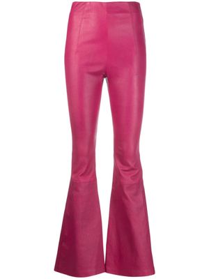 AMIRI pantalon évasé en cuir à taille haute - Rose