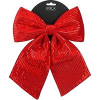 Kerst strik ornament - rood - 24 x 28 cm - polyester pailletten - kerststrik - kerstversiering