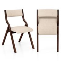 2-delige set Eetkamerstoelen met Gestoffeerde Zittingen & Massief Houten Frame Klapstoelen Bruin