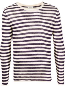 Saint Laurent pull nervuré à rayures - Violet