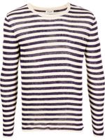 Saint Laurent pull nervuré à rayures - Violet