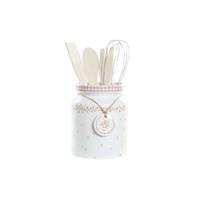 Set Keukengerei DKD Home Decor Dolomite Hout MDF 12 x 12 x 22 cm Blommor