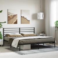 Bedframe met hoofdbord metaal zwart 180x200 cm