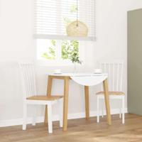 Eetkamerstoelen 2 st massief hout rubber wit
