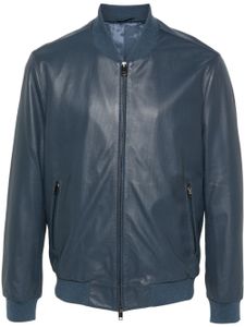 Brioni veste bomber en cuir perforé - Bleu