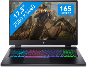 Acer Nitro 17 AN17-42-R1P4 AMD Ryzen™ 9 8945HS Laptop 43,9 cm (17.3") Quad HD 32 GB DDR5-SDRAM 1 TB SSD NVIDIA GeForce RTX 4070 Wi-Fi 6E (802.11ax) Windows 11 Home Zwart