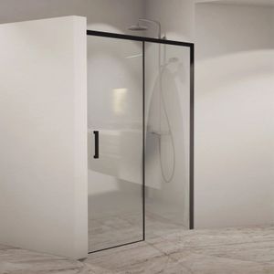 BWS Nisdeur Linea met Vast Paneel 98x200 cm 8 mm Soft Close NANO Glas Zwart