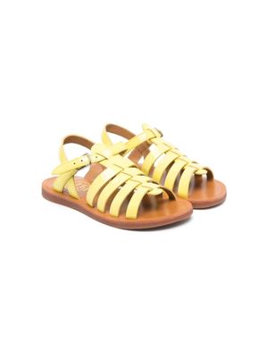 Pom D'api sandales en cuir verni à plaque logo - Jaune