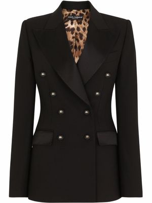 Dolce & Gabbana blazer en satin à boutonnière croisée - Noir