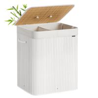 Opvouwbare bamboe wasmand, Wit / 120 L