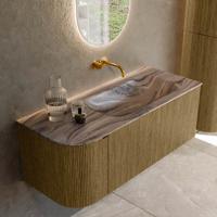 Badmeubel Mondiaz Kurve-Dlux | 115 cm | Meubelkleur Dusk | Wastafelkleur Sombra | Solid surface | Wasbak rechter zijde spoelbak | Zonder kraangat(en) Badmeubel Mondiaz Kurve-Dlux | 115 cm | Meubelkleur Dusk | Wastafelkleur Sombra | Solid surface | Wasbak rechter zijde spoelbak | Zonder kraangat(en)