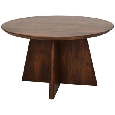 Ronde salontafel met kruispoot - 80X80X45 - mat bruin - Mangohout